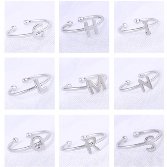 Jewelry - Letter L Name Initial Silver Open Ended Cuff Ring